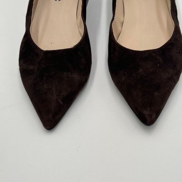 Elodie Suede Chocolate Brown Block Heel Pumps 38  US 7 - Picture 3 of 12